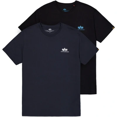 Afbeelding van Alpha Industries Shirt met ronde hals Basic T Small Logo 2 Pack (set, delig)