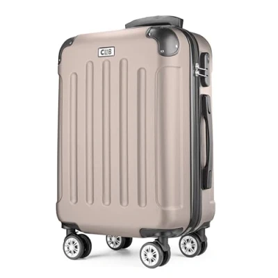 Afbeelding van POSH Hardshell koffer, Koffer &amp; trolleys, rolkoffer, handbagage, reiskoffer met wielen, grote middelgroot, klein, ABS, lichte kofferset, 3 delig in M L XL, champagne, Large, ABS