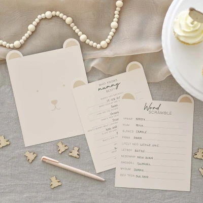 Afbeelding van Ginger Ray Word Scramble&#039; en &#039;Who Knows Mummy Best&#039; Baby Shower Quiz met elk 10 kaarten, Wit