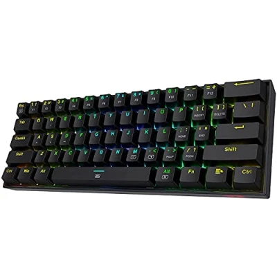 Afbeelding van Redragon K630 Dragonborn 60% bedraad RGB gamingtoetsenbord, 61 toetsen compact mechanisch toetsenbord met tactiele blauwe schakelaar, ondersteuning voor pro stuurprogramma&#039;s, zwart