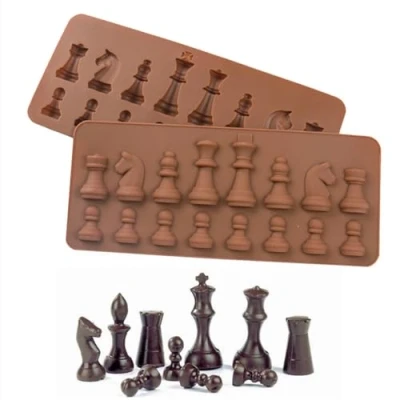 Afbeelding van 2Pcs Siliconen Chocolade Schimmel Internationale Schaakvormen Cake Jelly Ice Fondant Mould Bakken Voor Diy Snoep Topper Decoratie