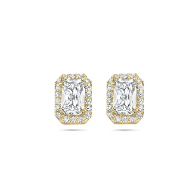 Afbeelding van Oorknoppen Halo geelgoud zirconia wit 7 x 5 mm