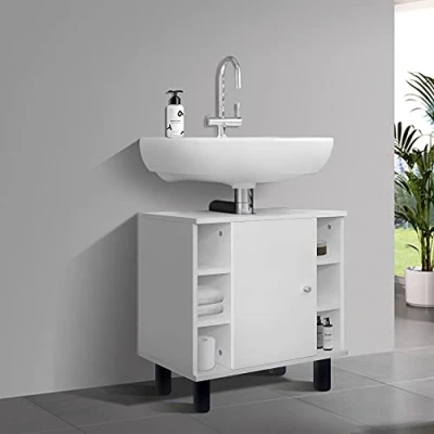 Afbeelding van ML Design wastafelonderkast wit, 60x54x32 cm, gemaakt van MDF