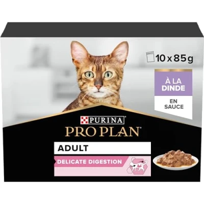 Afbeelding van PRO PLAN Delicate Digestion Kalkoen Volwassen Natte Kattenvoer 10x85g