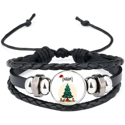 Afbeelding van Akyol kerst kerstboom met eigen naam armband zwart Kerstmis beker winter christmas cadeau