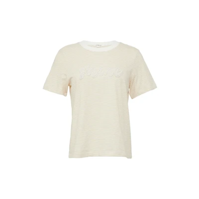 Afbeelding van s.Oliver MIT Schmuckperlen Tshirt print, Dames, Maat: 34, Beige
