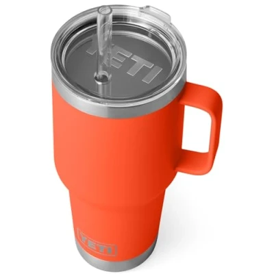 Afbeelding van YETI Rambler Straw Mug, Stainless Steel Vacuum Insulated Mug with Stronghold Lid, Papaya, 35 oz (1035 ml)