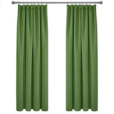 Afbeelding van Deconovo Thermische Gordijnen met Potlood Plooiband, Groen, 140x245 cm (B x H), Verduisterende Zonwerend voor Slaapkamer, Woonkamer, 2 stuks
