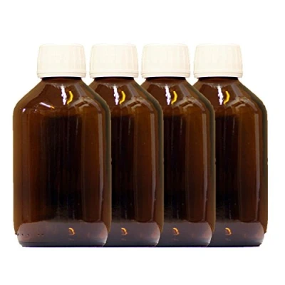 Afbeelding van 4 x 500 ml bruine glazen fles met PP28st sluiting apothekersflessen