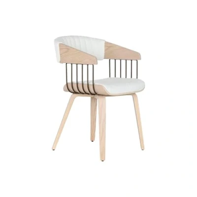 Afbeelding van Keukenstoel Home ESPRIT Wit Polyester Hout 51 x 55 76,5 cm