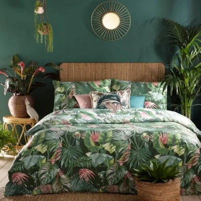 Afbeelding van furn. Amazonia Dekbedovertrek en kussensloop set, Jade, 3 stuks, tweepersoons