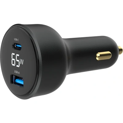 Afbeelding van Gembird 65 Watt caradapter met usb a en c connextor LCD screen
