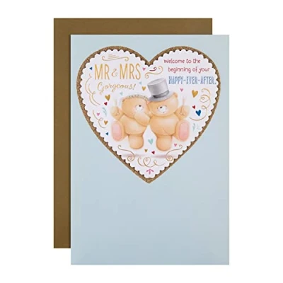 Afbeelding van Hallmark Bruiloft felicitatiekaart Grote Forever Friends bruid en bruidegom ontwerp met 3D effect hart