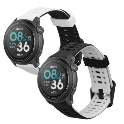 Afbeelding van kwmobile 2x horlogebandjes geschikt voor COROS PACE 3 / APEX 2 Pro 46mm bandje Smartwatch bandjes van TPU Activity tracker horloge band in zwart grijs wit