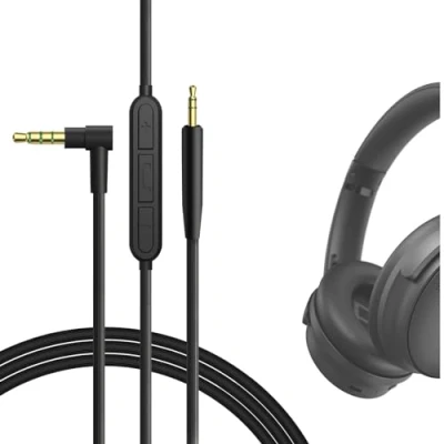 Afbeelding van Geekria QuickFit Audiokabel met microfoon compatibel Bose QuietComfort 45, QC 35 Series II, 35, 25 hoofdtelefoon, 2,5 mm vervangende stereokabel ingebouwde en volumeregeling (1,2 m)