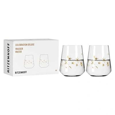 Afbeelding van Waterglas 500 ml Serie Celebration Deluxe Set nr. 3 2 stuks met echt goud Made in Germany