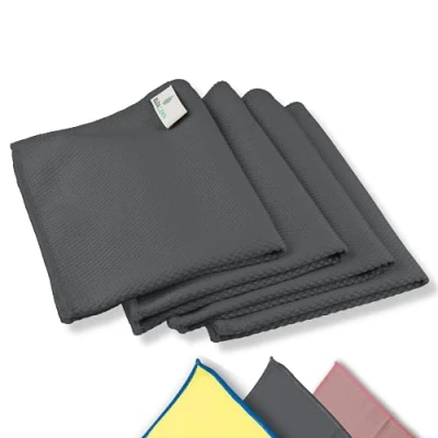 Afbeelding van ELEXACLEAN Vensterdoek, streepvrij, microvezel raampoetsdoeken (4 stuks, 40 x 30 cm, antraciet), premium glaspoetsdoeken voor binnen en buiten