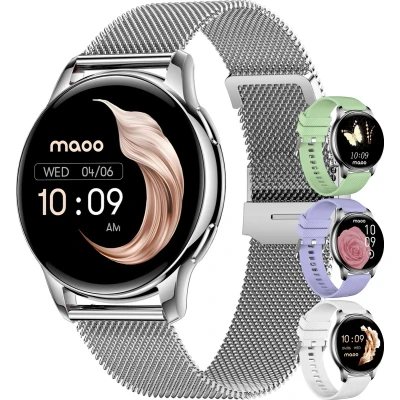 Afbeelding van Maoo Ventura AMOLED Smartwatch Dames Zilver Wit
