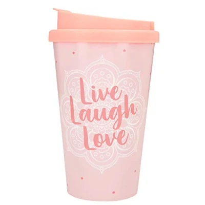 Afbeelding van Depesche 2180.033 To Go beker van kunststof met spreuk, 350 ml, herbruikbaar, Live Laugh Love