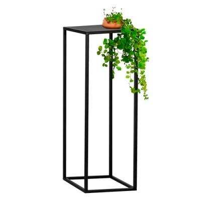 Afbeelding van bremermann Bloemenkruk ca. 30 x 90 cm (B/D/H), bijzettafel, metalen bloemenstandaard in industrieel design, bloemenzuil zwart