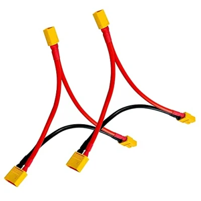 Afbeelding van Boladge Seriële XT60 serieaansluiting, 2 stuks, stekker 1 aansluiting op mannelijk, 10 cm, 14 AWG, adapterkabel, voor RC lipo accu&#039;s