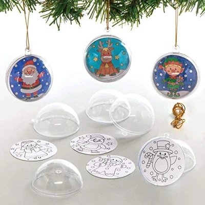Afbeelding van Baker Ross AX478 Colour In Kerstballen 8 stuks, feestelijke kunsten en knutselen, perfect voor kinderen, ideaal school, knutselgroepen, zondagschool, thuisknutselen