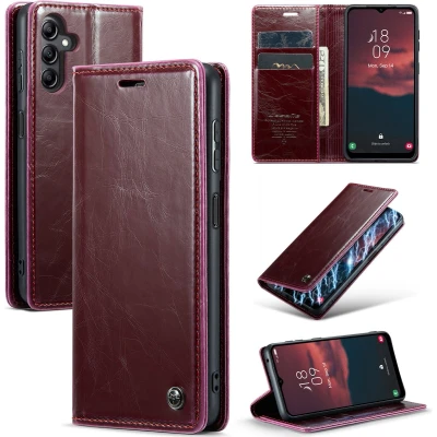 Afbeelding van CaseMe Telefoonhoesje geschikt voor Samsung Galaxy A14 5G Flip Wallet Case Magneetsluiting Rood