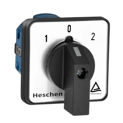 Afbeelding van Heschen, Universele nokkenschakelaar, draaischakelaar, wisselschakelaar SZW26 20/D202,2, 660 V, 20 A, 3 posities (aan uit aan), 2 fasen, 8 klemmen, CE