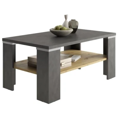 Afbeelding van FMD Salontafel met schap matera grijs en artisan eikenkleurig