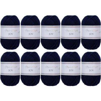 Afbeelding van Utopia Crafts JOY Uni brei en haakgaren, zacht, onderhoudsvriendelijk, 100% polyacryl, 10 x 50 g kluwen, 150 m (marineblauw)