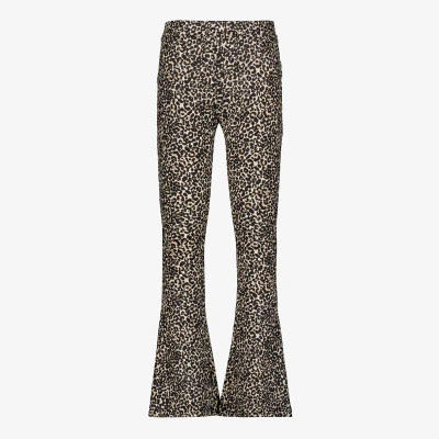 Afbeelding van TwoDay flared meisjes broek met panterprint beige Maat 146/152