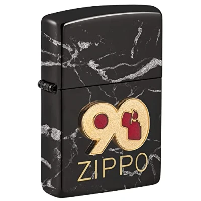 Afbeelding van Zippo 90th Anniversary memorative Lighter stormaansteker, navulbaar, in hoogwaardige geschenkdoos, 49864, zwart, één maat