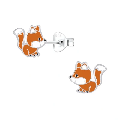 Afbeelding van Zilveren vosje kinderoorbellen vos oorknopjes Meisje Zilver Zilverana Sterling 925 Silver