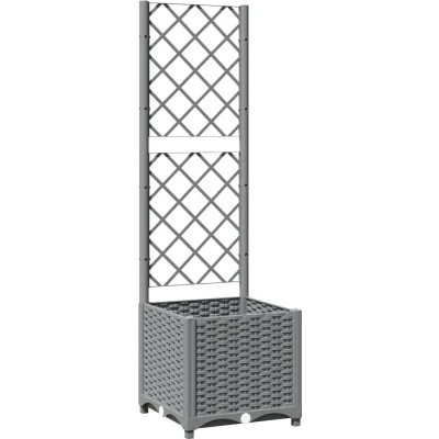 Afbeelding van Plantenbak met latwerk 40x40x136 cm polypropeen lichtgrijs