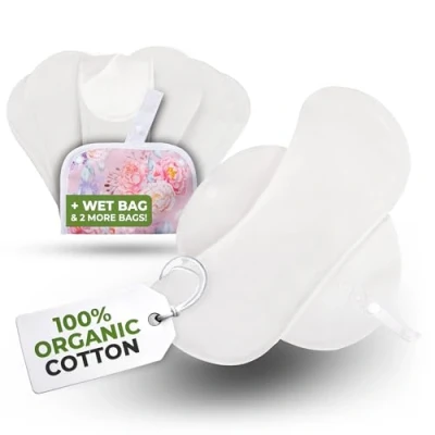 Afbeelding van Biologisch katoen EcoComfort herbruikbare inlegkruisjes voor vrouwen en tieners (klein, 7 pack); wasbare stoffen voeringen op hoge temperatuur; blijf fris droog, alleen dagelijkse vaginale