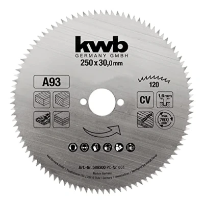 Afbeelding van kwb Cirkelzaagblad 250 x 30 mm, Made in Germany, fijne nauwkeurige snede, zaagblad geschikt voor houten panelen, profielhout en zacht hout