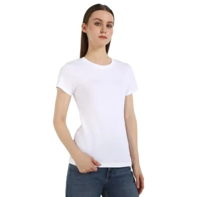 Afbeelding van Calvin Klein Jeans Institutional Graphic SLIM TEE Tshirt basic, Dames, Maat: Medium, Bright white
