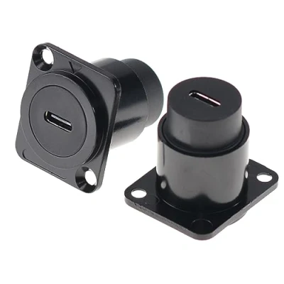 Afbeelding van HangTon USB C type waterdichte koppelingsaansluiting, D voor inline kabel, chassispaneelstekker, vrouwelijke naar vrouwelijke, scheidingsdoorgang IP65