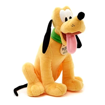Afbeelding van Disney Store Officieel knuffeldier Pluto, 25 cm, knuffelig cultfiguur, met typische gezichtsuitdrukking en beschreven halsband, geschikt voor alle leeftijden