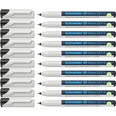 Afbeelding van universele marker Schneider Maxx 221 S non permanent zwart doos met 10 stuks