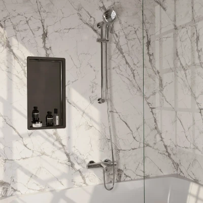 Afbeelding van Brauer Chrome Edition Badkraan Opbouw glijstang 2 functies gladde knoppen handdouche rond 3 standen chroom