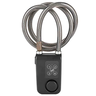 Afbeelding van Zwart Smart Fietsslot, Combinatieslot met Waterdicht voor Fiets en Gate, Anti Diefstal Kabelslot 110db Alarm Hoge Veiligheid Keyless