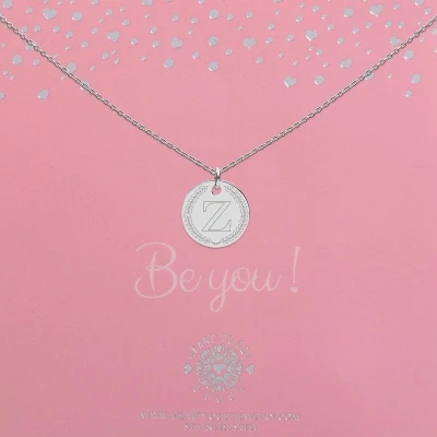 Afbeelding van Heart to Get Zilveren Kettingen Initalen Coin 18mm met Letter Z ketting Initialen initiaal en krans