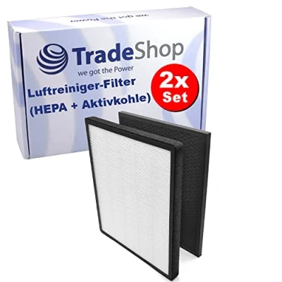 Afbeelding van 2x Trade Shop filterset (HEPA filter + actieve koolfilter) voor Levoit LV PUR131 PUR131S H131 RWH 131S RXW RH131S vervangt PUR131C1Z8