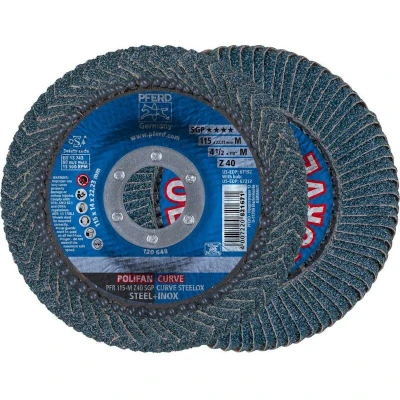 Afbeelding van PFERD PFR 115 M Z 40 SGP CURVE STEELOX POLIFAN lamellenschijf 115x22,23mm breedte korrel voor staal/edelstaal 67689032