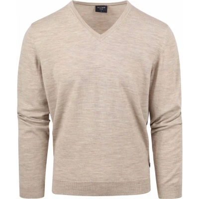 Afbeelding van Olymp Casual Trui Wol Beige maat XL Heren Pullover met Modern fit Pasvorm Suitable Herenkleding
