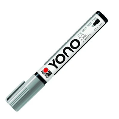 Afbeelding van Marabu YONO Marker, 12400102078, grijs 078, veelzijdige acrylstift met Japanse wigpunt 0,5 5 mm, op waterbasis, lichtecht en waterbestendig, voor bijna alle ondergronden