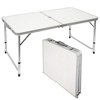 Afbeelding van AMANKA tuin klaptafel 120 x 60 in hoogte verstelbaar tuintafel campingtafel inklapbaar lichtgrijs