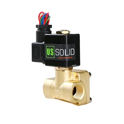 Afbeelding van U.S. Solid 1&quot; Messing Elektrische Solenoïde Klep 230V AC Normaal gesloten NC, 230 PSI VITON Water Lucht Olie, Verticale of Horizontale Montage