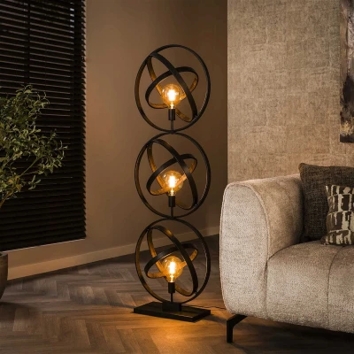 Afbeelding van Giga Meubel Vloerlamp Zwart Metaal 3 Lichts 50x45x155cm